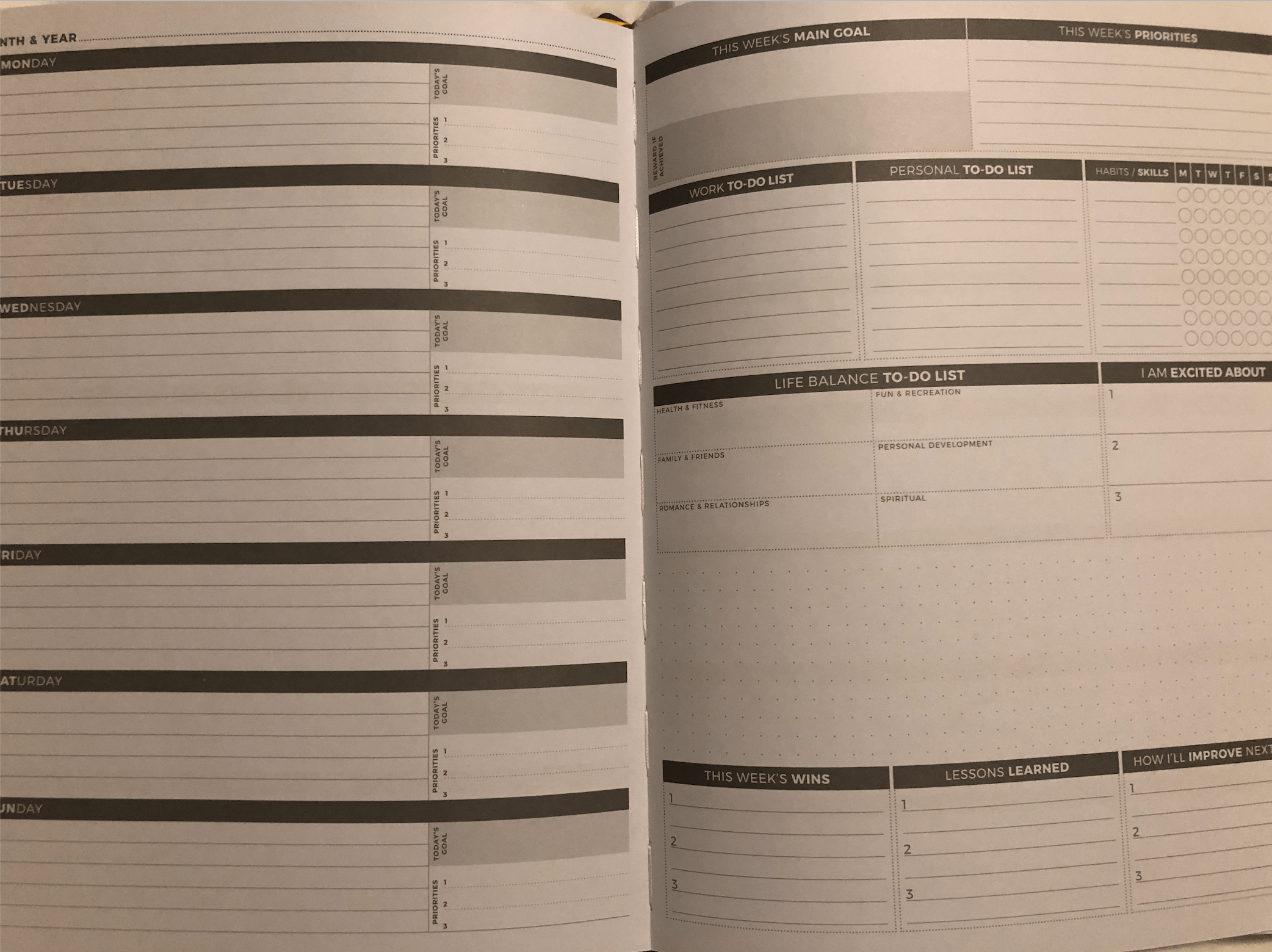 weekly planner spread